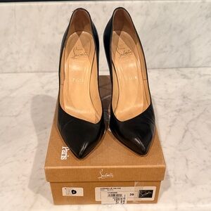 Christian Louboutin Black Pointed-Toe Leather Pumps